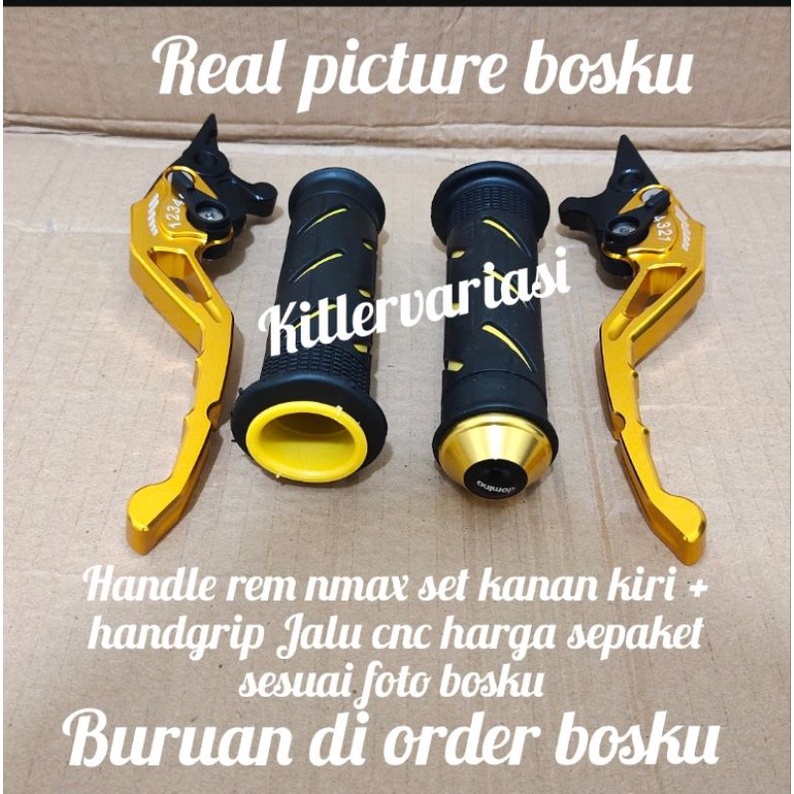 promo paket handle rem set nmax kiri kanan + handgrip Jalu cnc harga sepaket sesuai foto