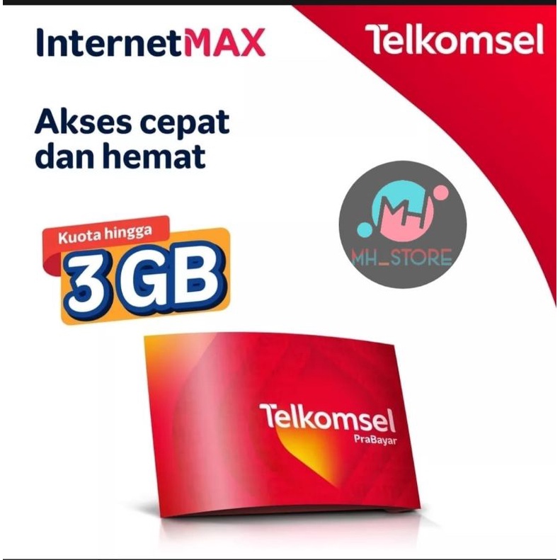 KARTU PERDANA 3 GB INTERNET MAX TELKOMSEL MT 2023