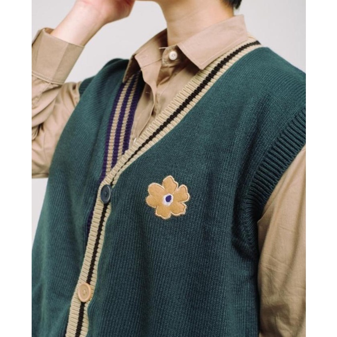 Sw Knit Vest - Tome Ame Eiko Dark Green