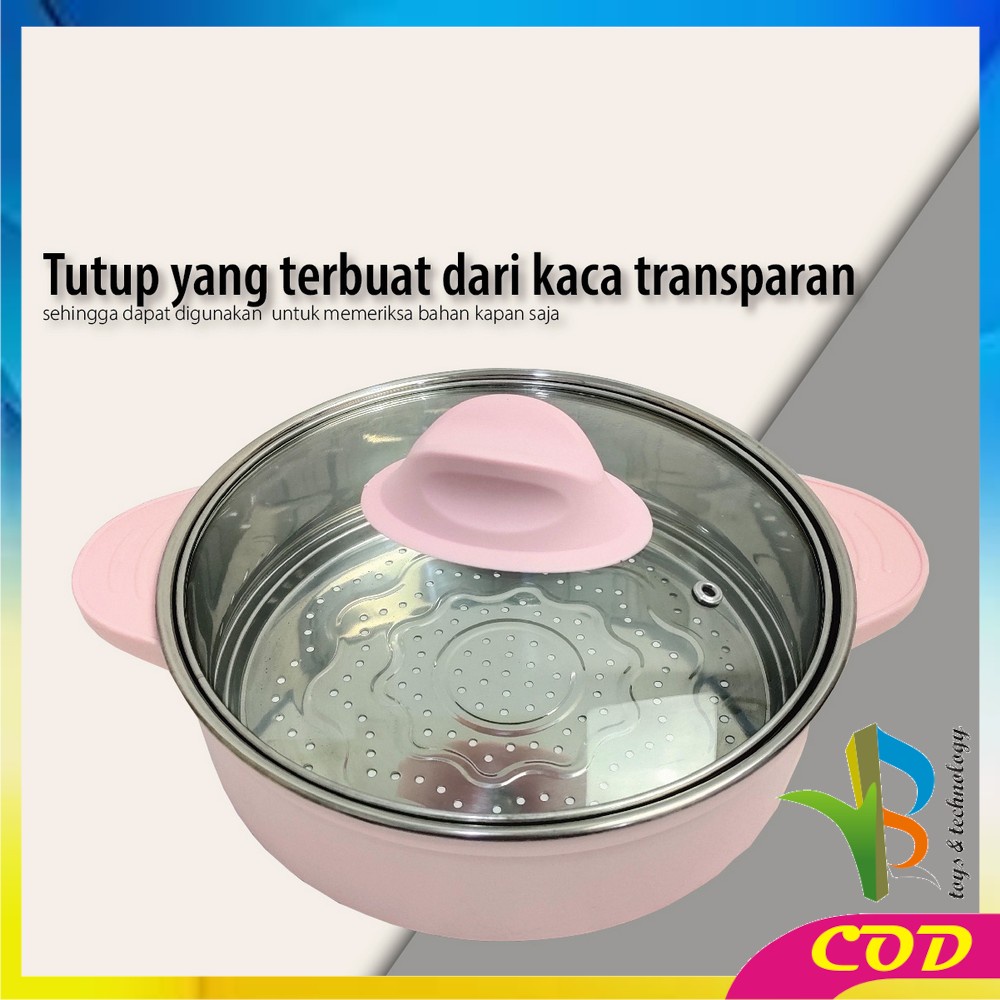 RB-C521 Panci Listrik Electric Kukusan Serbaguna Cooker Tingkat Multifungsi Lapisan Keramik Panci Anti Lengket