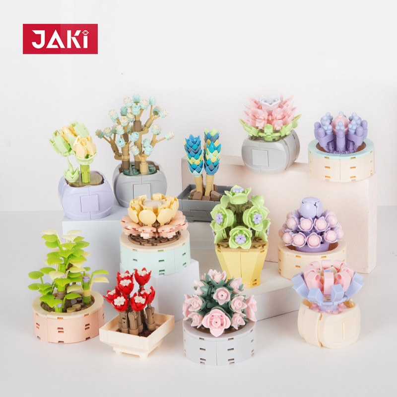 JAKI Nano Block Flowers Pot Sukulen Bunga Model DIY Mainan Balok Buket Mainan Pendidikan