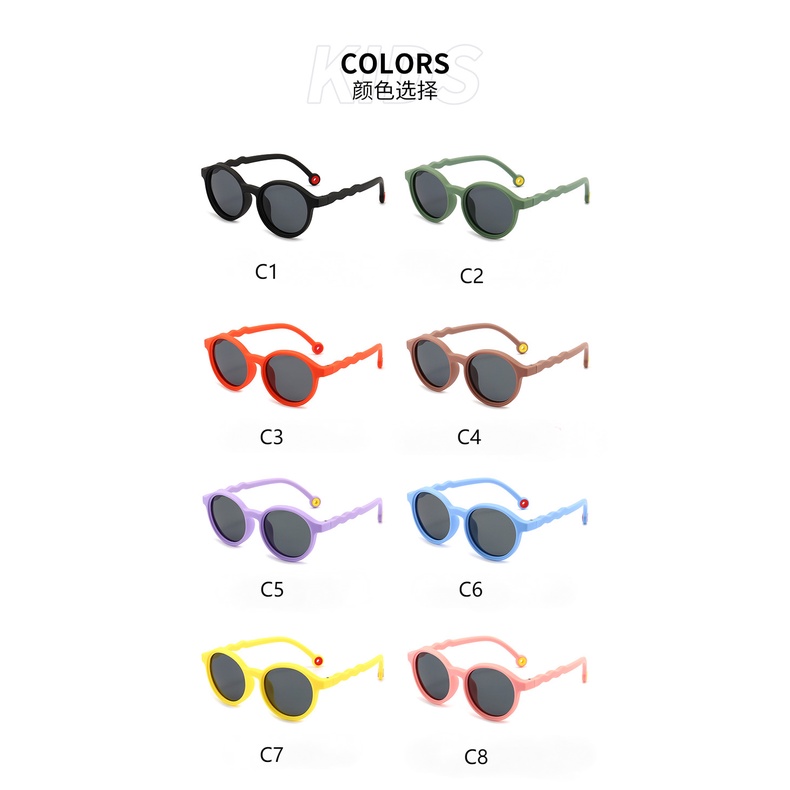 Kacamata Hitam Anak-Anak Silikon Polarized Anak Laki-Laki Dan Perempuan Luar Ruangan Bulat Bingkai Kecil Shades