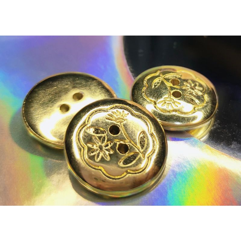 (12 biji) Kancing Gold Daisy Ukuran 18 mm