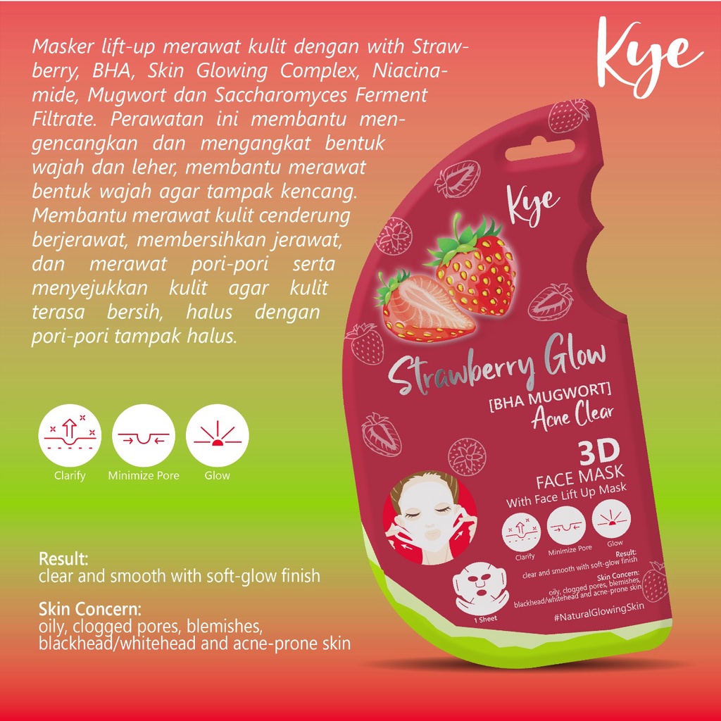 KYE STRAWBERRY GLOW ACNE CLEAR 3D FACE MASK