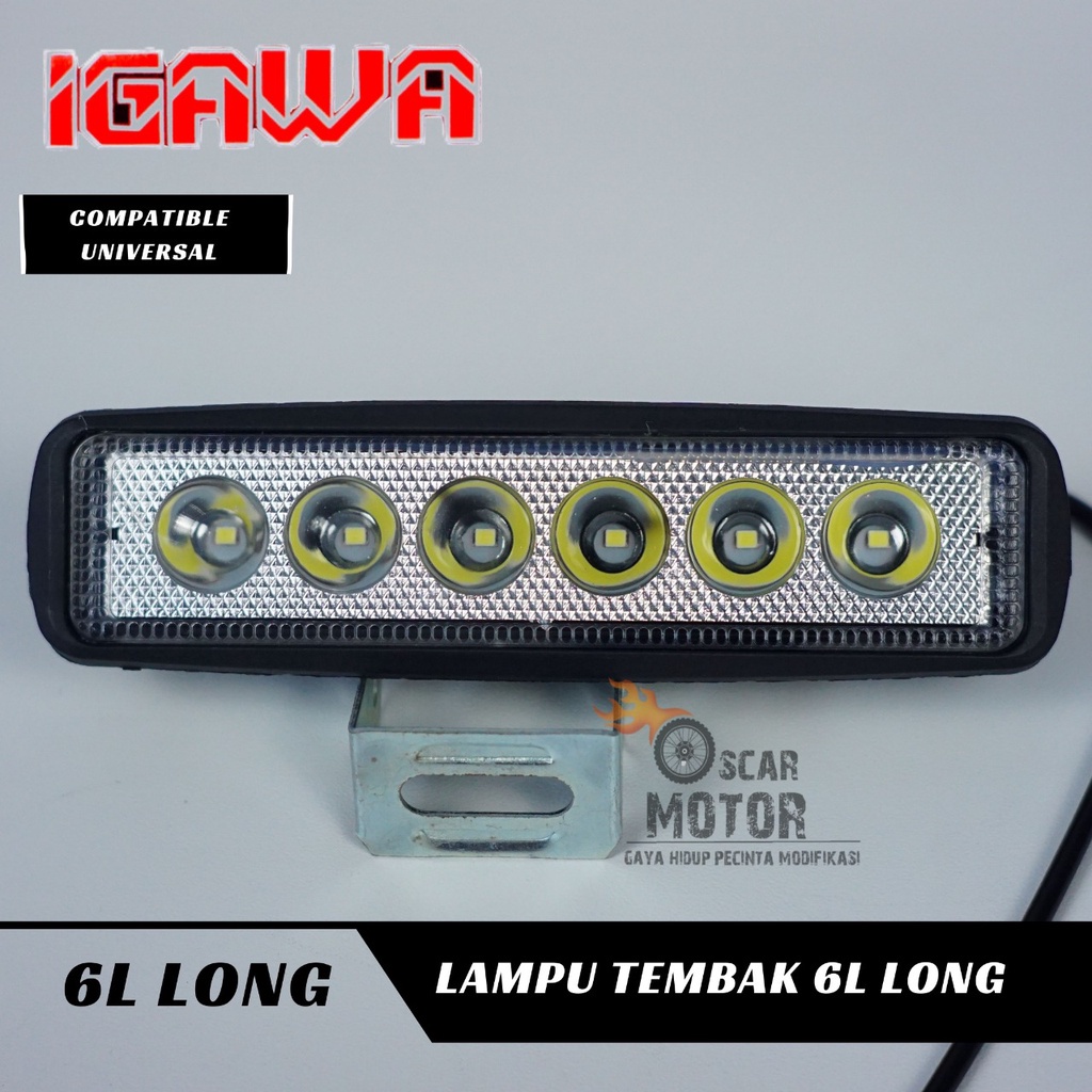 LAMPU TEMBAK 6L LONG MINI LAMPU SOROT PLUS BREKET DAN BAUT MOTOR MOBIL