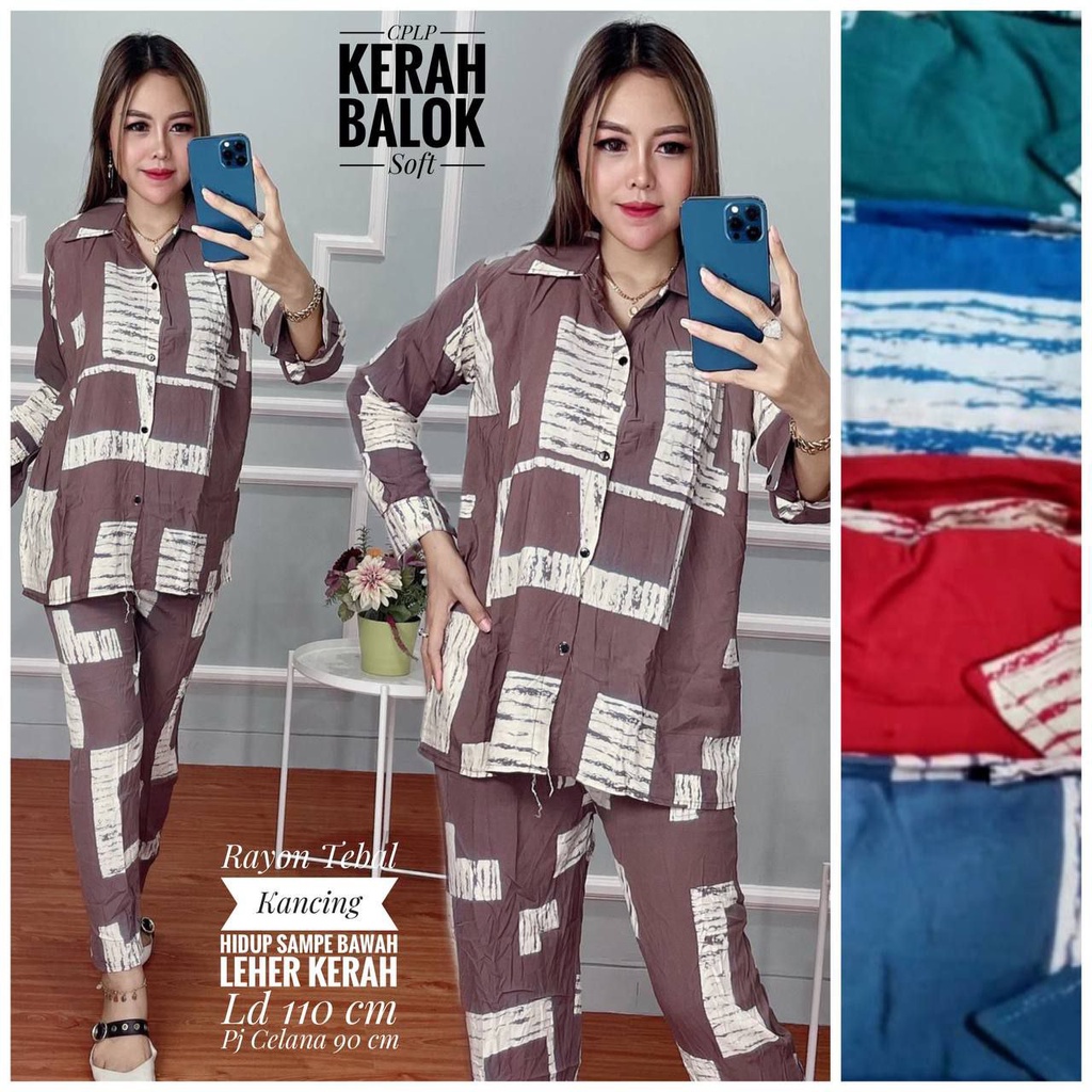 Setelan Wanita Lengan Panjang One Set Rayon Busui