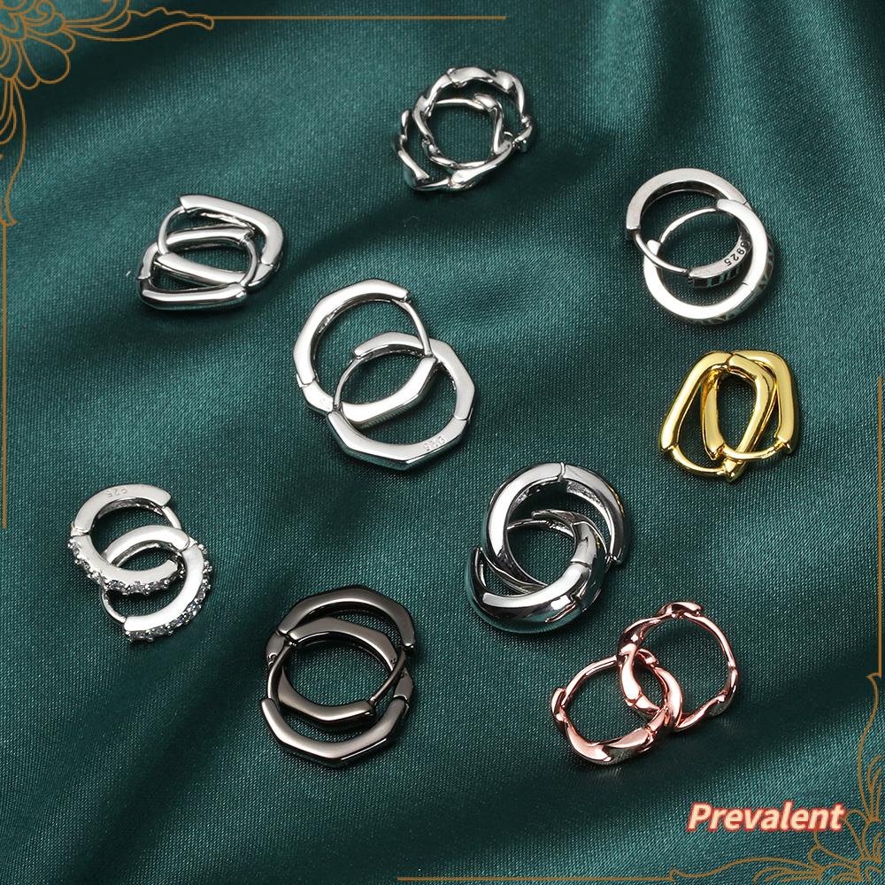 Preva Anting Hoop Earrings Gaya Perancis Pesta Fashion Hadiah Perhiasan Geometris