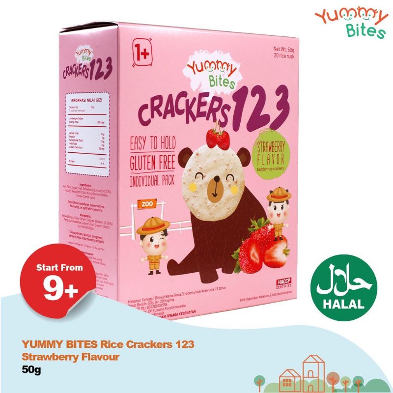 Yummy bites rice crackers 123 50 gr/ Yummy bites snack