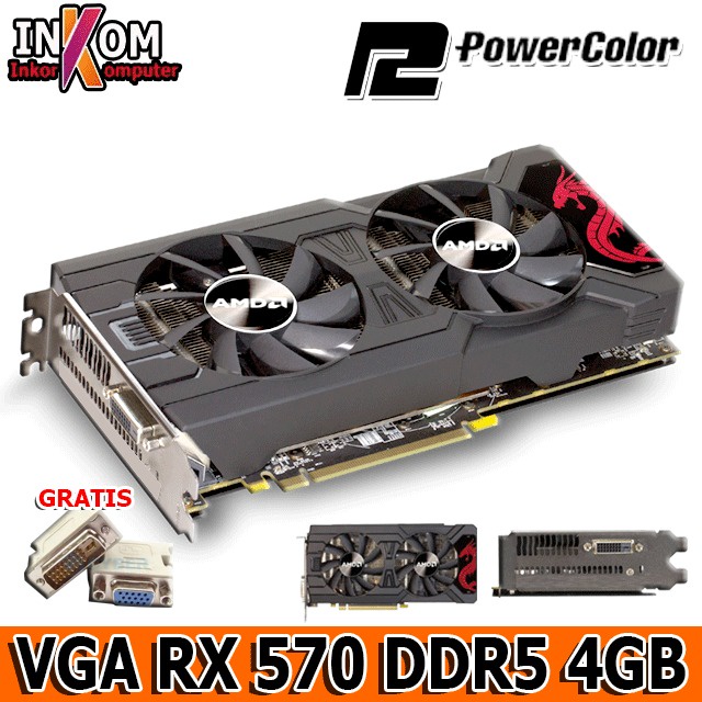 VGA CARD 570 AMD RADEON POWER COLOR DDR5 4GB 256 BIT GAMING