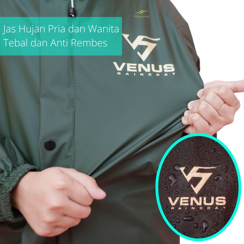 Jas Hujan Pria dan Wanita Tebal Anti Rembes Bahan PVC 0,25 Merk Venus dan Monza