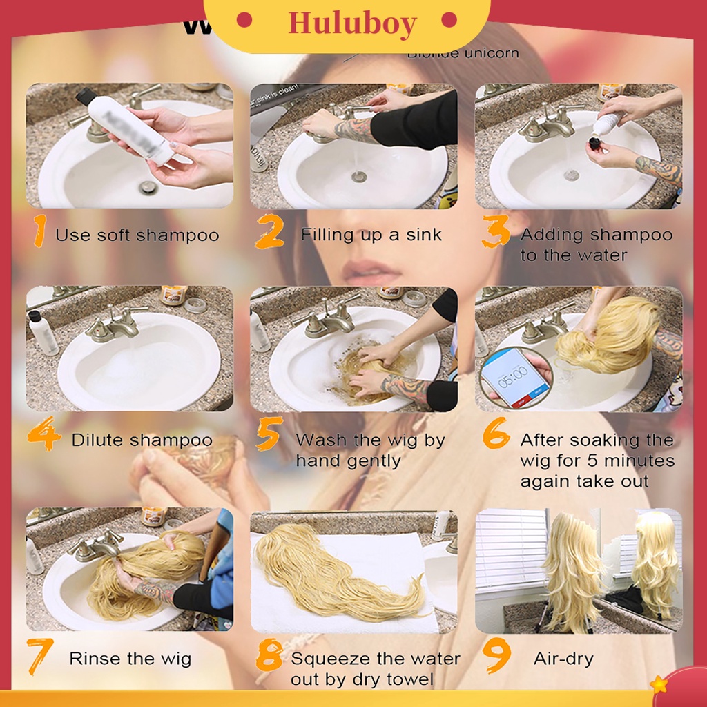 Wig Rambut Panjang Lurus Dengan Poni Untuk Wanita