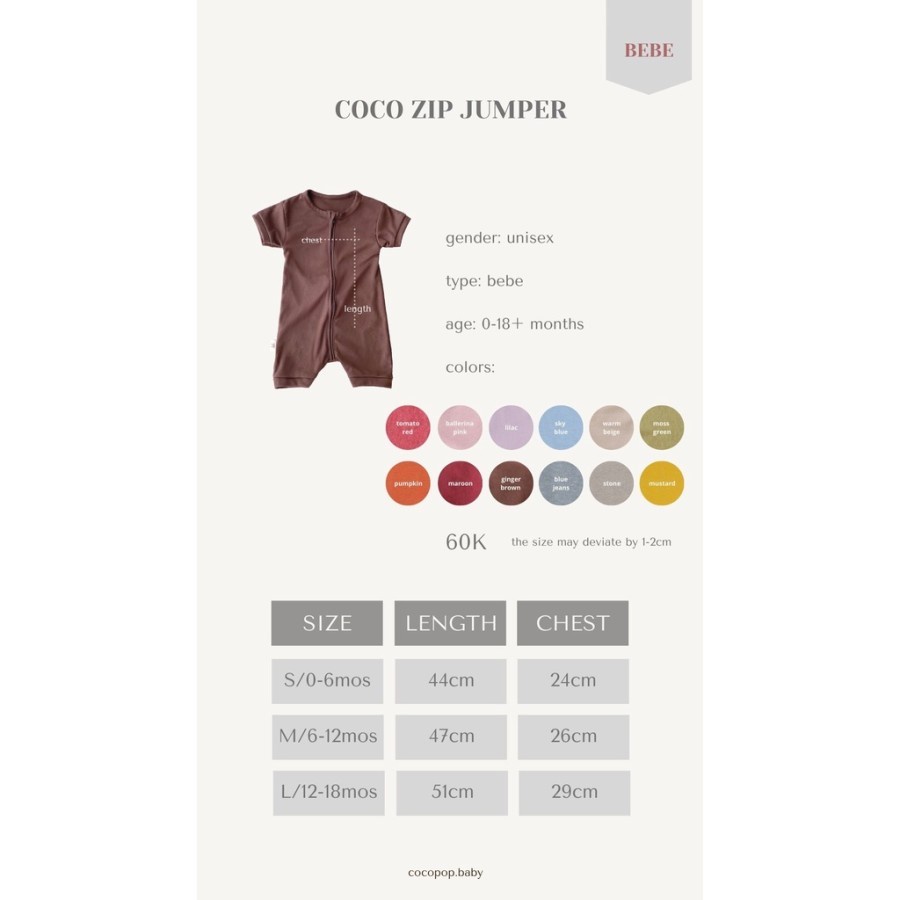 Coco Pop Zip Jumper - Pakaian Baju Anak Bayi Katun Unisex