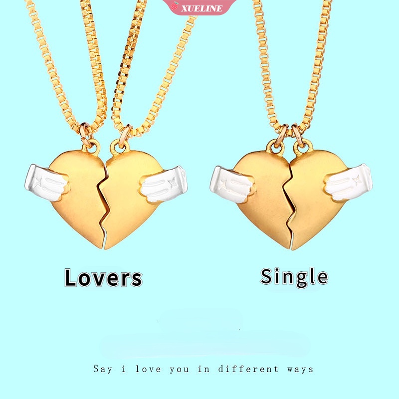 Love Magnet Attracts Couple Kalung Gelang Sepasang Sederhana Dan Kreatif Detak Jantung Jantung Jantung Liontin Rantai Klavikula 2PCS /set [ZXL]