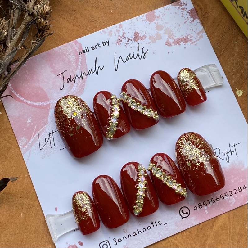 Kuku Palsu Maroon/ Nail Art Maroon/ Nail Art Custom/ Kuku Palsu Custom/Kuku Palsu aceh/Naik art mura