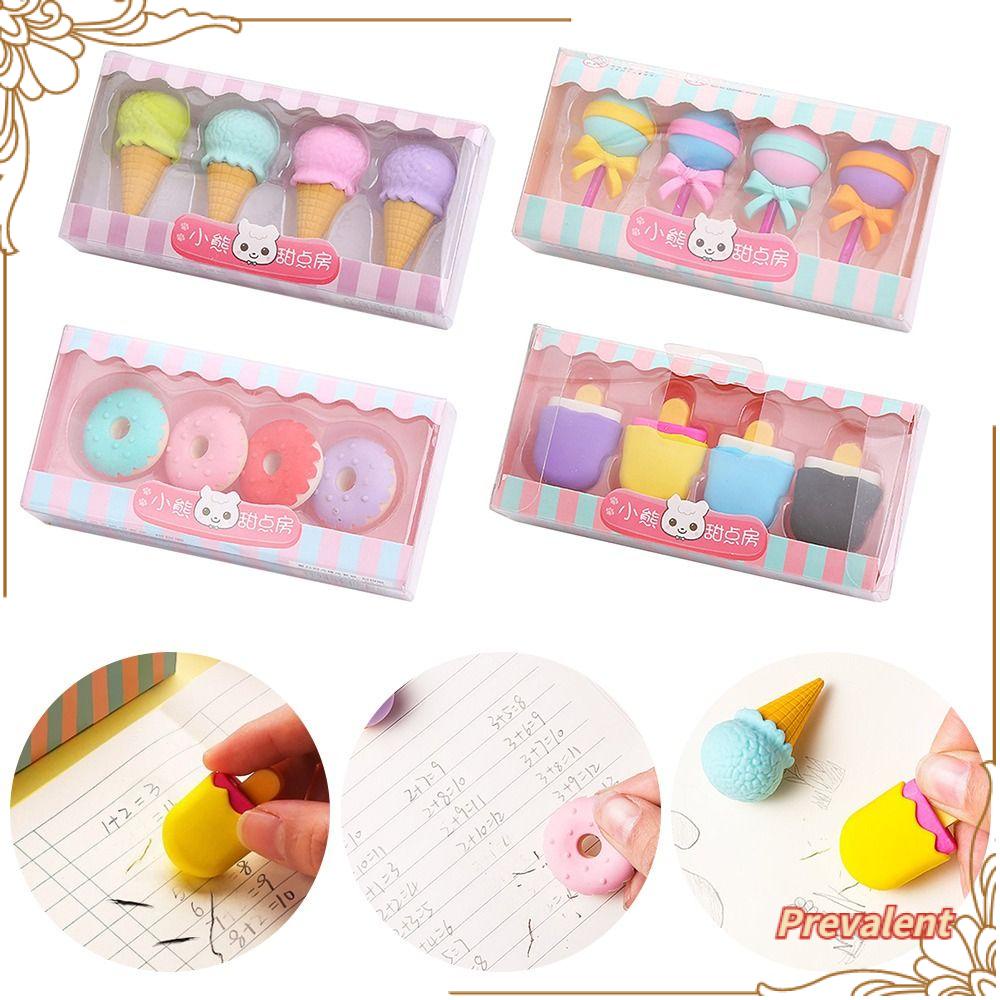 Preva 4PCS Erasers Set Mini Untuk Pelajar Anak Kreatif Karet Penghapus Pensil