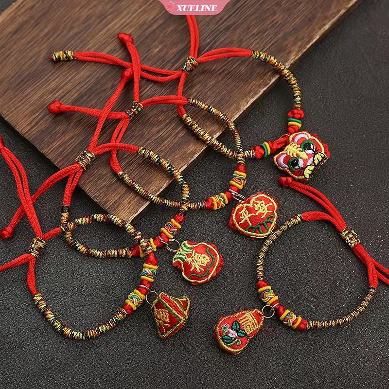 Festival Perahu Naga Gelang Tali Merah Buatan Tangan Kepala Harimau zongzi Kecil adjustable Tali Warna-Warni Gelang Bordir Tali Perdamaian [ZXL]