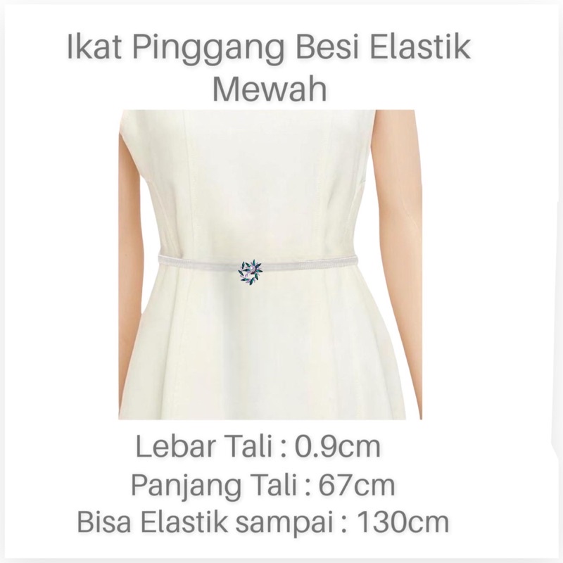 UP Gesper wanita Belt Ikat Pinggang Dres Elastis Besi Permata Terbaru untuk dress gamis tunik/gaun  10-15