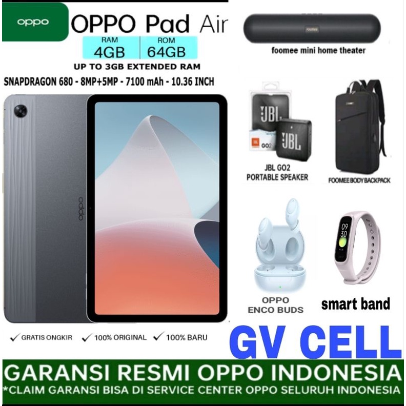 OPPO PAD AIR 4/64 GB RAM 4GB ROM 64GB GARANSI RESMI OPPO