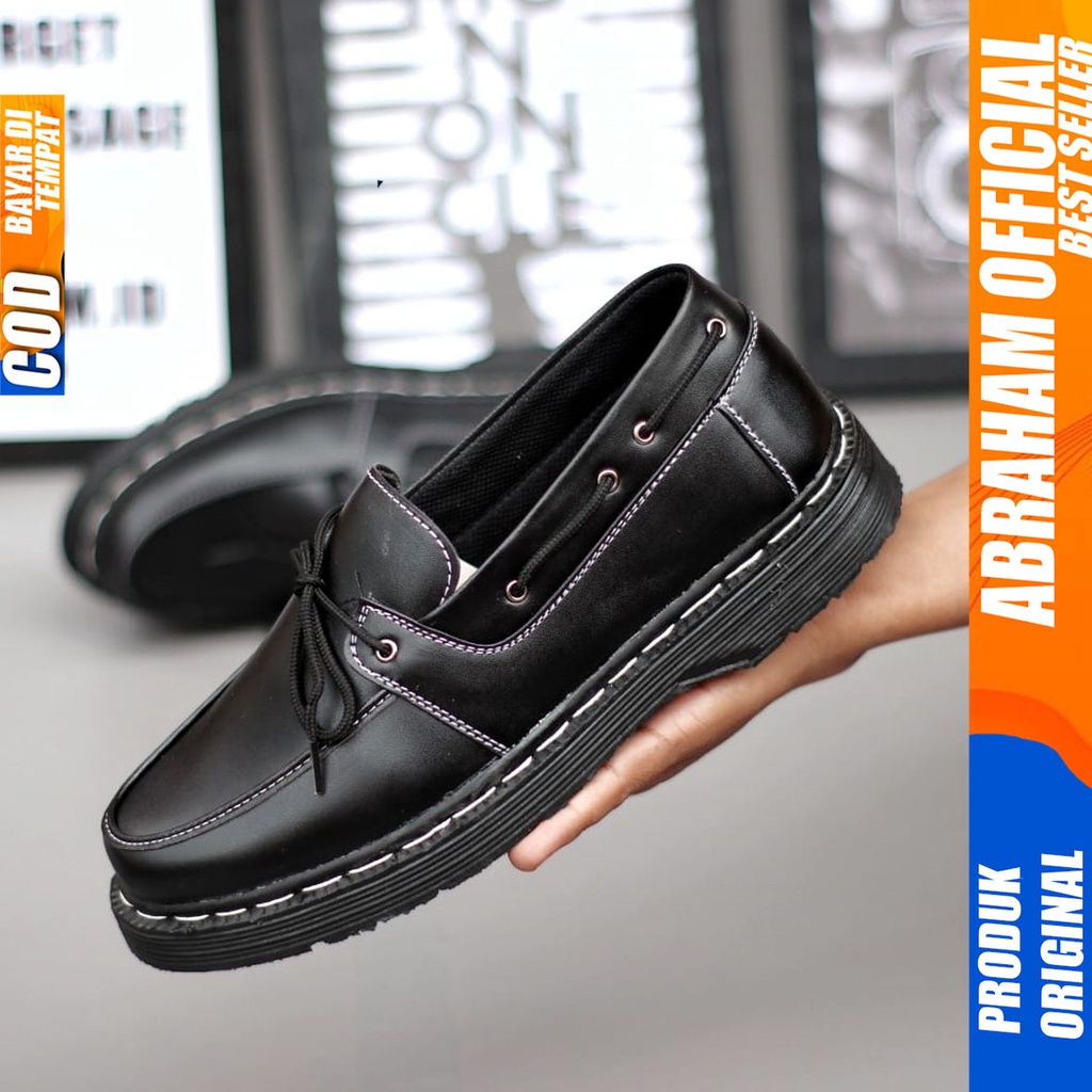 Sepatu Formal Pantofel Kerja Pria Docmart Low Boots Hitam Abraham DOMINIK