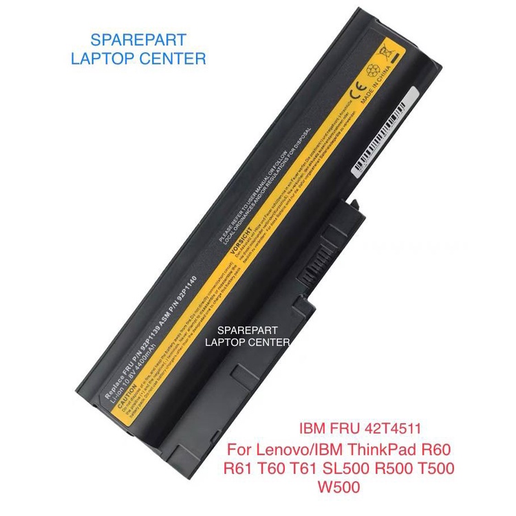 Baterai Laptop Lenovo ThinkPad R60 R61 T60 T61 R500 T500 ASM 92P1140