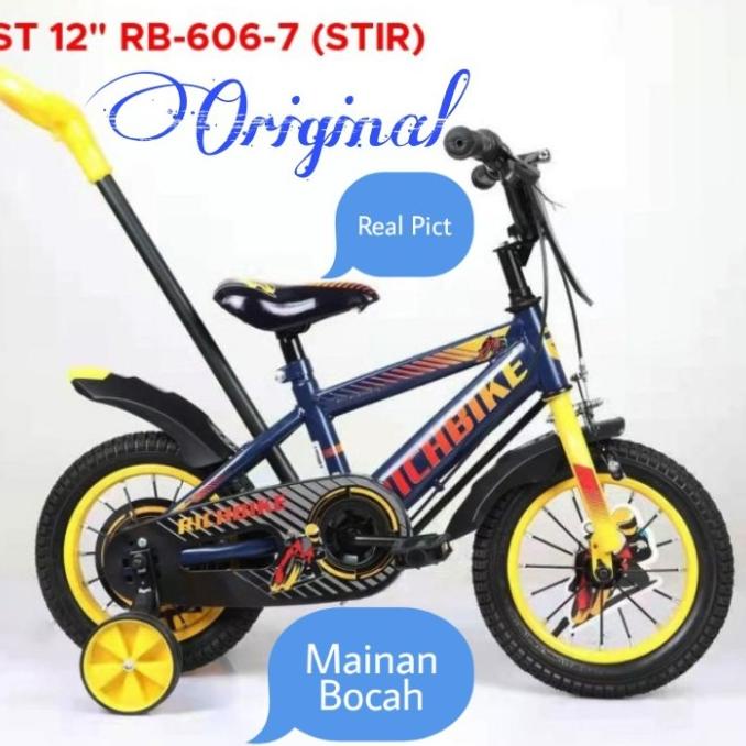 Sepeda Anak Bmx Richbike 12 Inch Dorongan Bmx 12 Dorongan Ban Pompa #Original