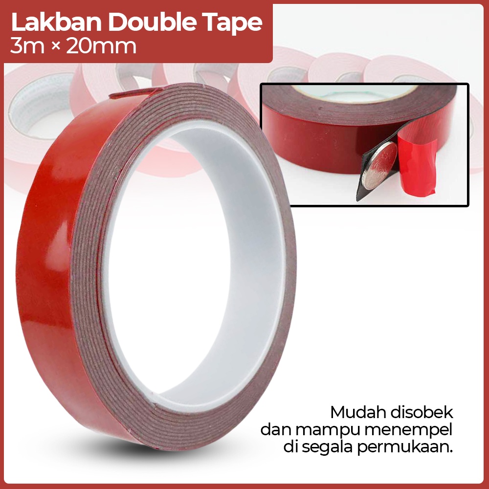 

Lakban Selotip Double Tape 3m x 20mm 1Pcs -Red