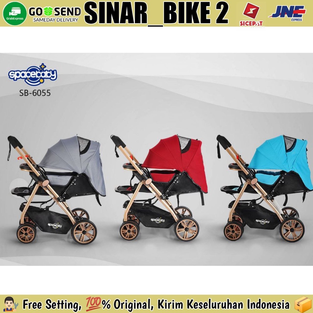 Baby Stroller Spacebaby SB-6055//SB-6055A//K9500 Stir Bolak Balik Kereta Dorong Bayi