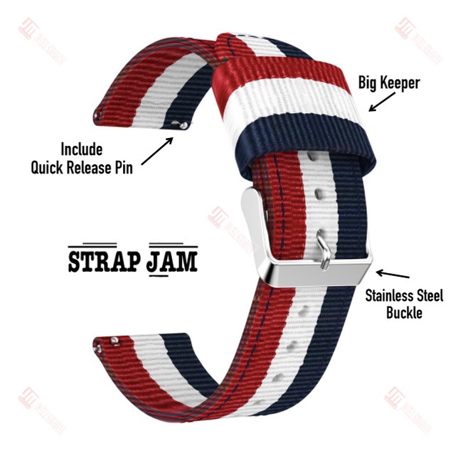 Tali Jam Kompatibel Eggel Valor Neo 22mm - Strap Nilon 3 Baris Warna