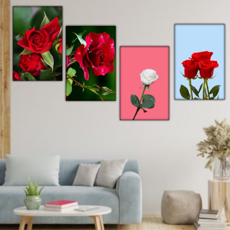 Jual Pendekor Dinding Bunga Mawar, Hiasan Dinding Ruang Tamu Gambar