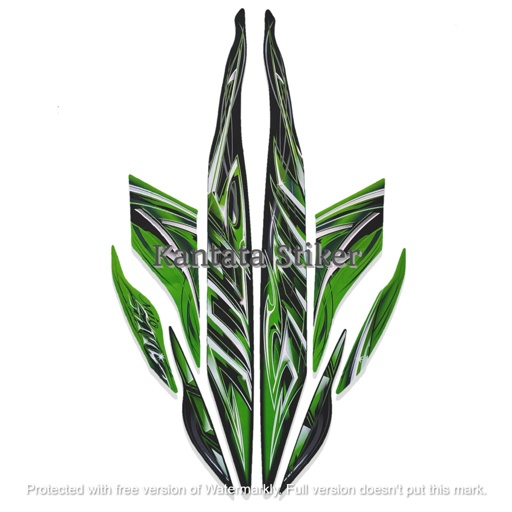 STIKER STRIPING LIS LES BODY MOTOR YAMAHA MIO SOUL 2011 HIJAU STANDAR FULL SET