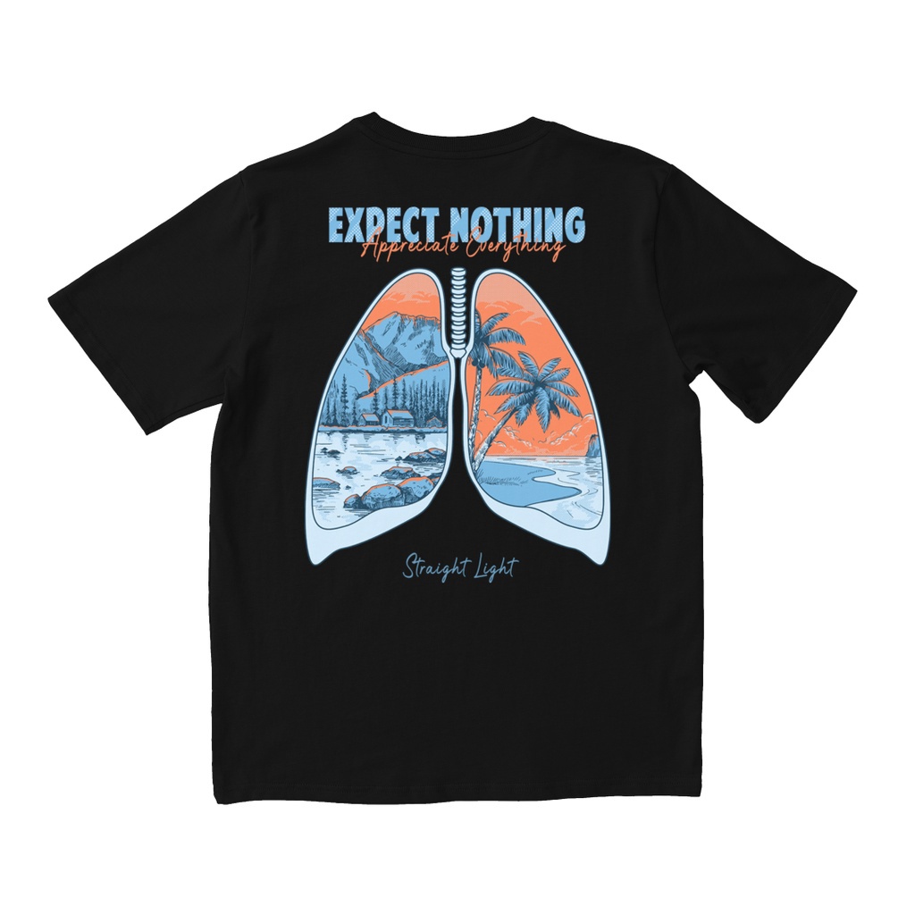 Straight Light T-Shirt: Expect Nothing - Black - Kaos Hitam Sablon