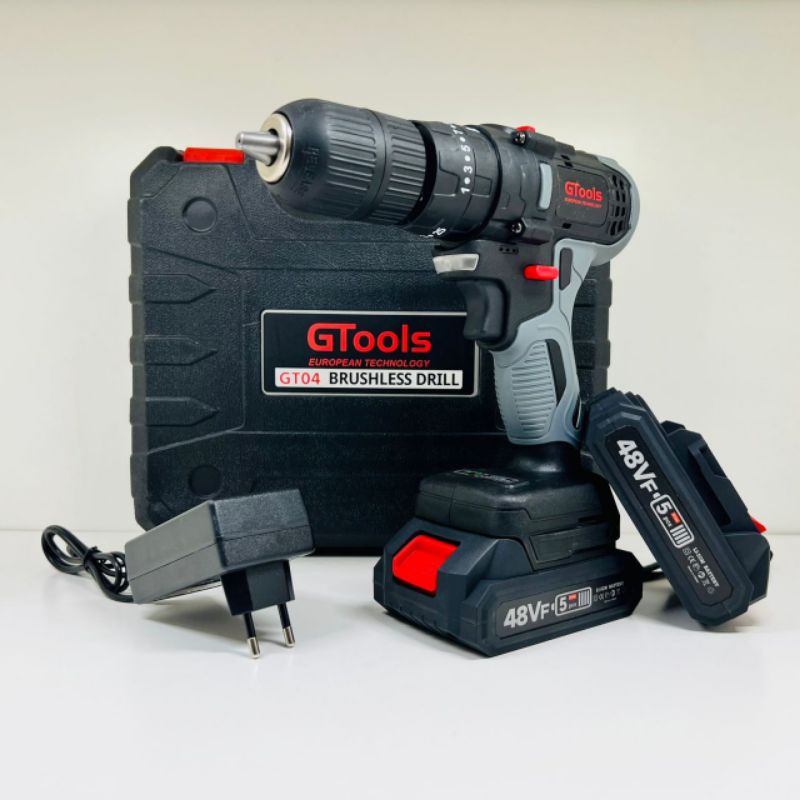 BOR CORDLESS GTOOLS EROPA GT04 48V 13MM BRUSHLESS IMPACT DRILL FULLSET MESIN BOR BETON BESI KAYU SEK