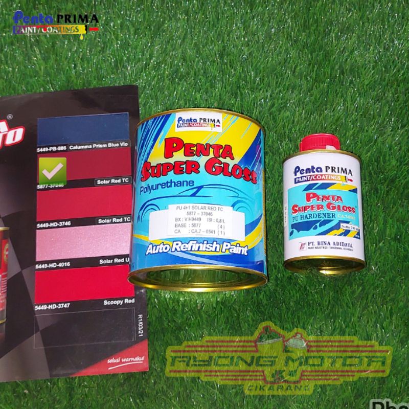 Cat Penta Super Gloss/Cat PU 4:1 Solar Red TC 37046 1L/Set Merah Doff