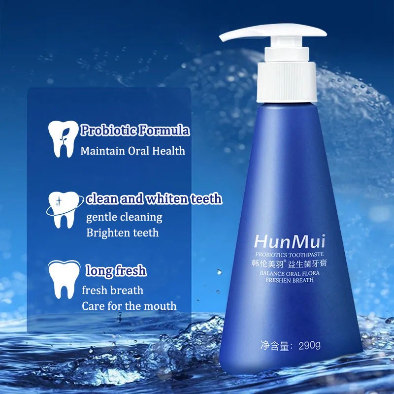 HunMui Pemutih Pasta gigi Teeth whitening Pemutih permanen 290g press-type berkapasitas besar Probiotik Hilangkan karang gigi Gigi kuning Bau mulut Cegah kerusakan gigi  anak jg bisa menggunakan