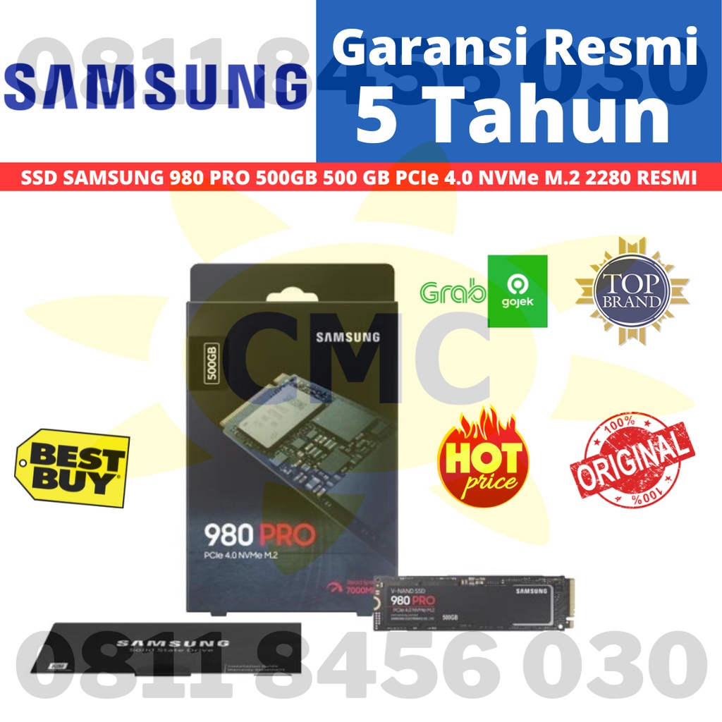SAMSUNG SSD 980 PRO 500GB 500 GB PCIe 4.0 NVMe M.2 2280 RESMI