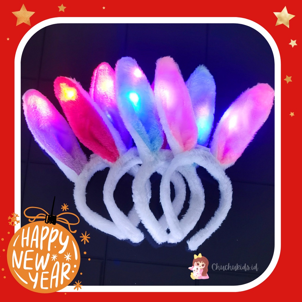 BANDO anak model Kelinci Bando Rusa Bando kelinci bando Kucing Pita Bando Tahun Baru LED Bando lampu anak dengan lampu telinga kelinci Bando Wanita Hadiah Natal Tahun Baru