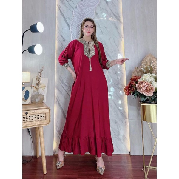 GAMIS ARAB DUBAY TERBARU ORIGINAL REALPICK RESLETING DEPAN BUSUI BAHAN RAYON DN 56 KWALITAS TERBAIK//DRES ARAB TERBARU