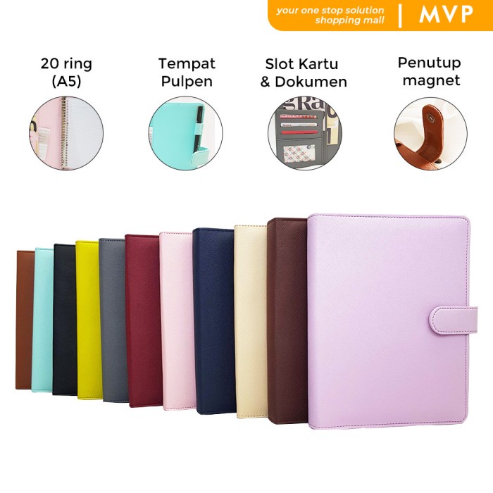 

DISKON Binder Kulit Polos 20 Ring Organizer Kertas A5 Berkualitas Termurah Code 1833