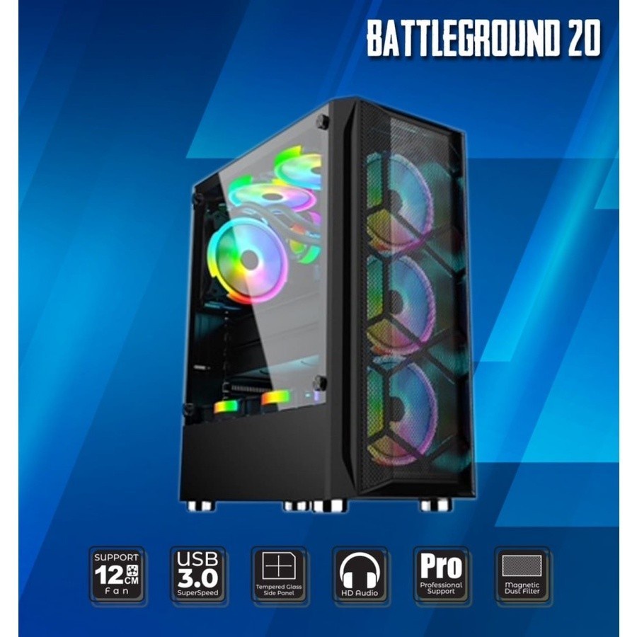 Casing simbadda Battleground 20 + 3 Fan RGB Gaming Case