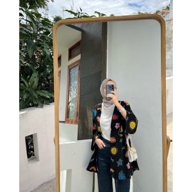 (RPA) OUTER RIMOZA SMILE OVERSIZE CARDIGAN WANITA ATASAN WANITA RAYON