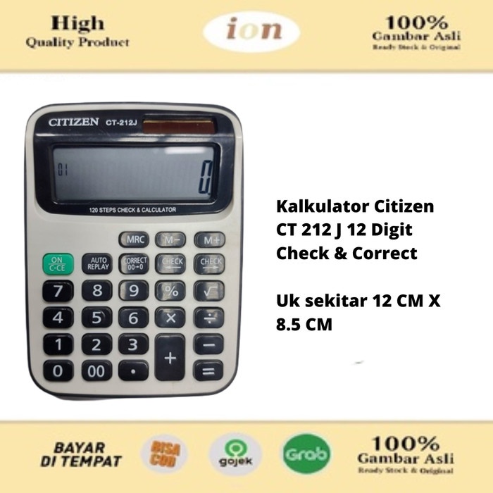 

PROMO Kalkulator Citizen CT 212 J 12 Digit Check & Correct Calculator CT 212