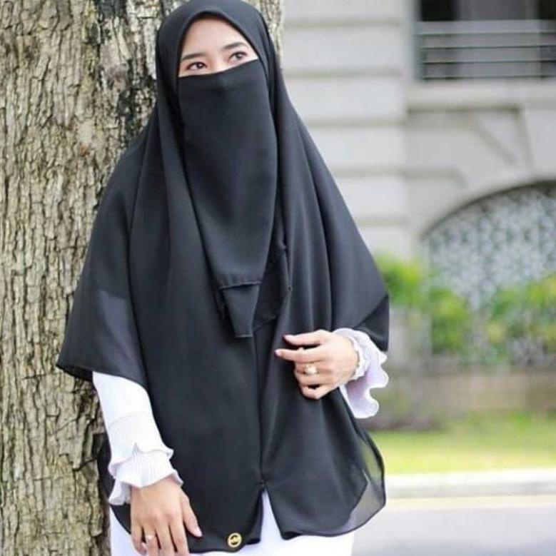 KHIMAR+CADAR RESLETING VIRAL/JILBAB SYAR'I/JILBAB JUMBO /JILBAB INSTAN VIRAL/FREE CADAR DUA LAYER/KH