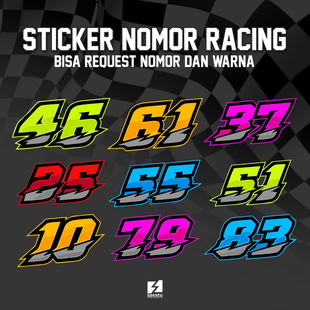 Sticker Nomor Start Stiker Nomor Racing Custom Start nomor balap herex