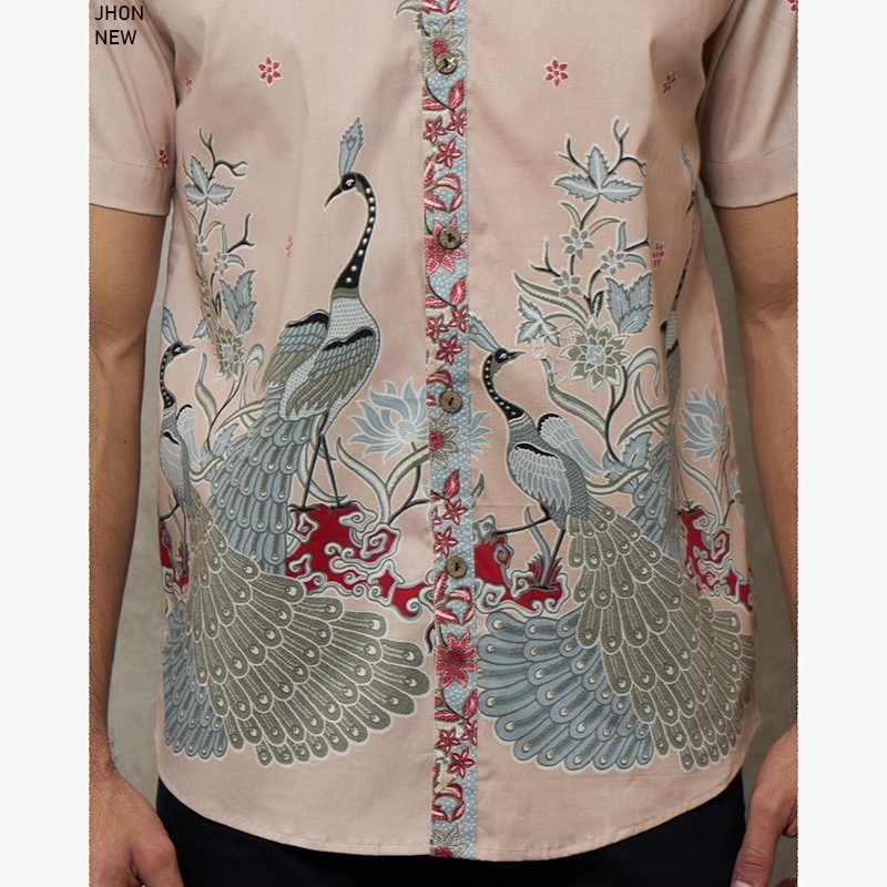 Evercloth Jhon Kemeja Pria Kemeja Batik Pria Atasan Couple Hem Sarimbit Seragam BBB