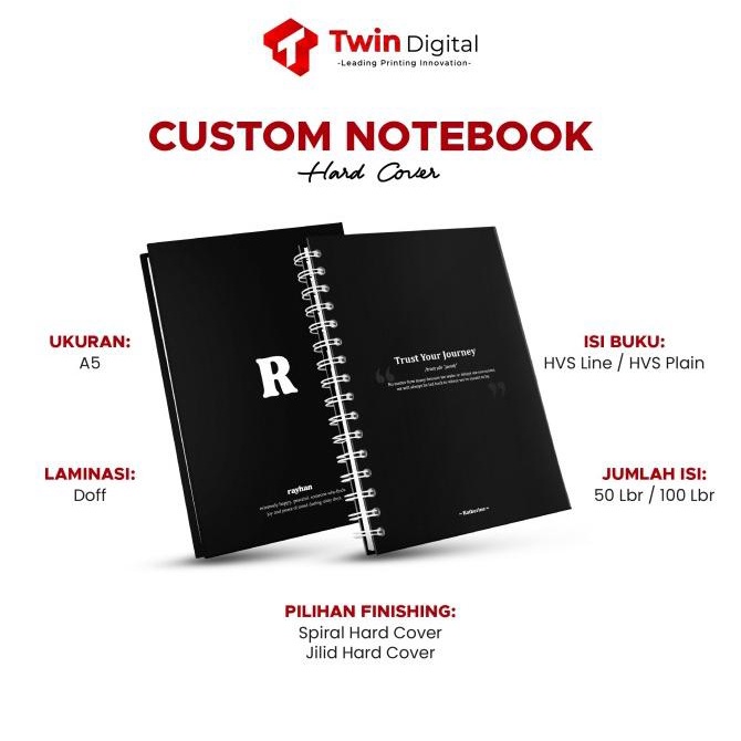 

Custom Buku Catatan Notebook Hard Cover Nama - Journal Paperbook