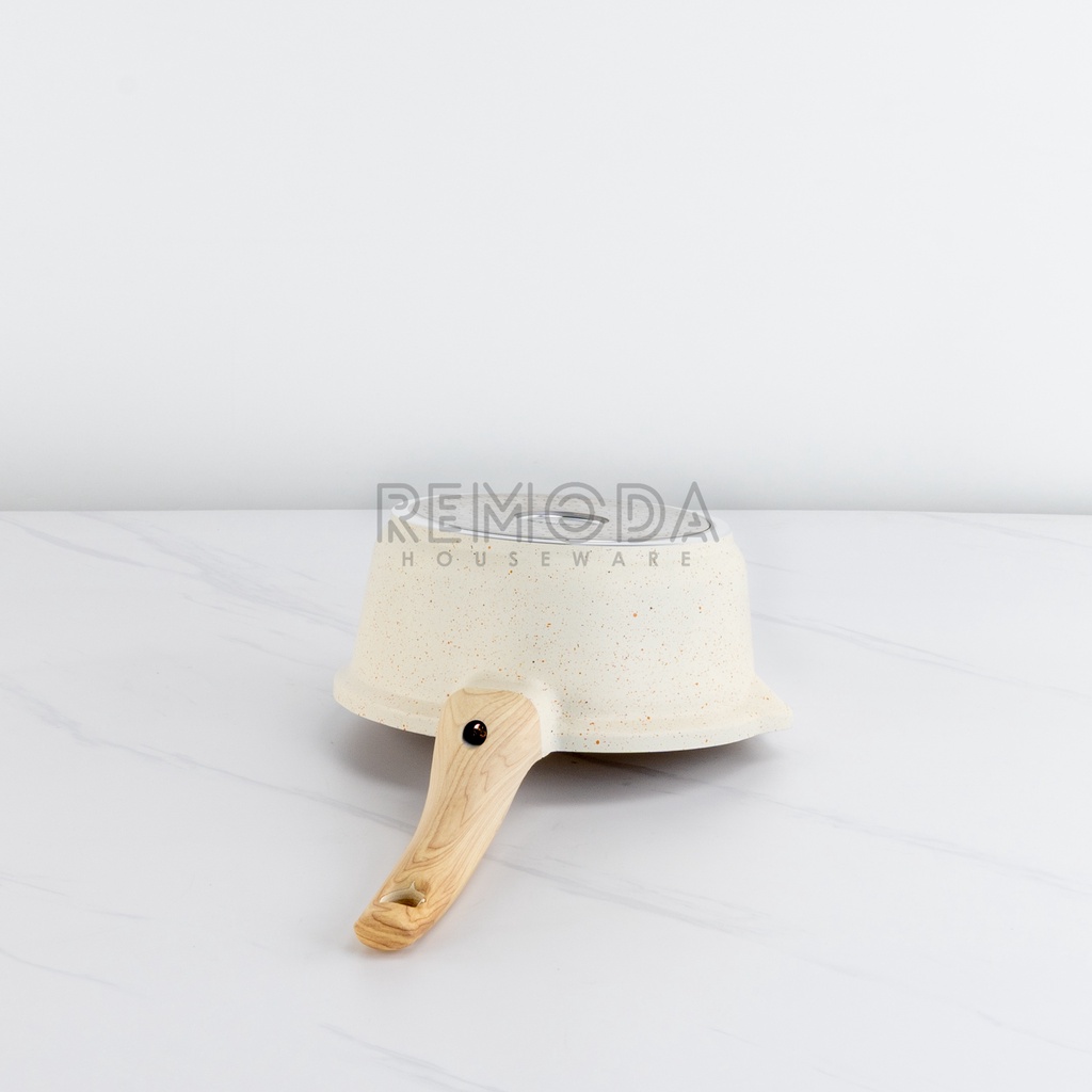 [Remoda] White Willow Milk Pot/Sauce Pan White Granite Induksi Warna Cream 18cm 100% Original