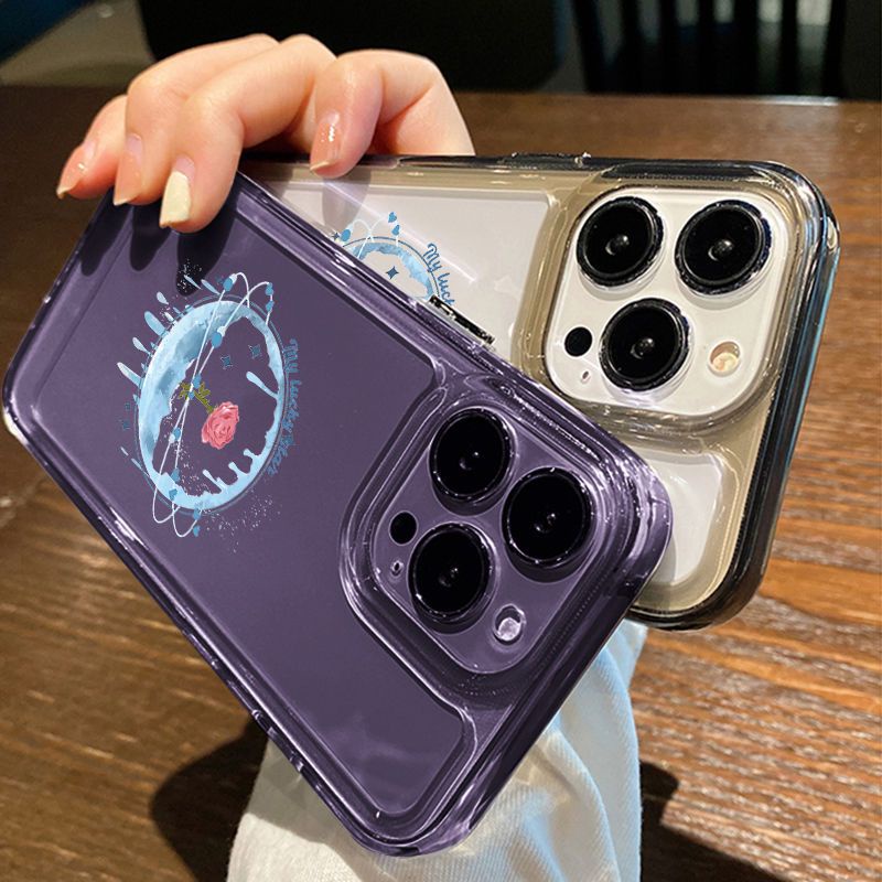 IPHONE Star Core Rose Shockproof Soft Phone Case Kompatibel Untuk Iphone14 11 13 12 Pro XS Max X XR 78 6 6S Plus Casing Transparan TPU Cover