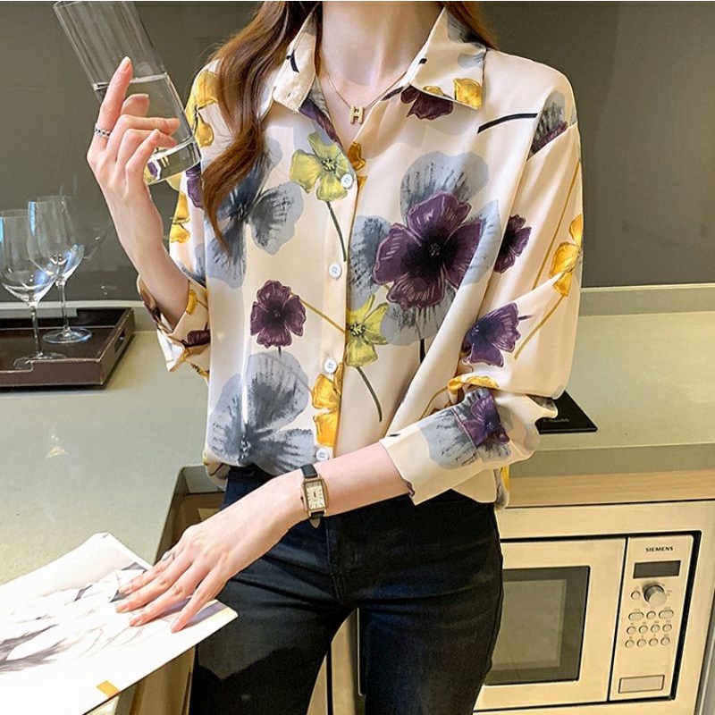 MDLV ~ 7949# Florinda Floral Shirt Kemeja Bunga Import