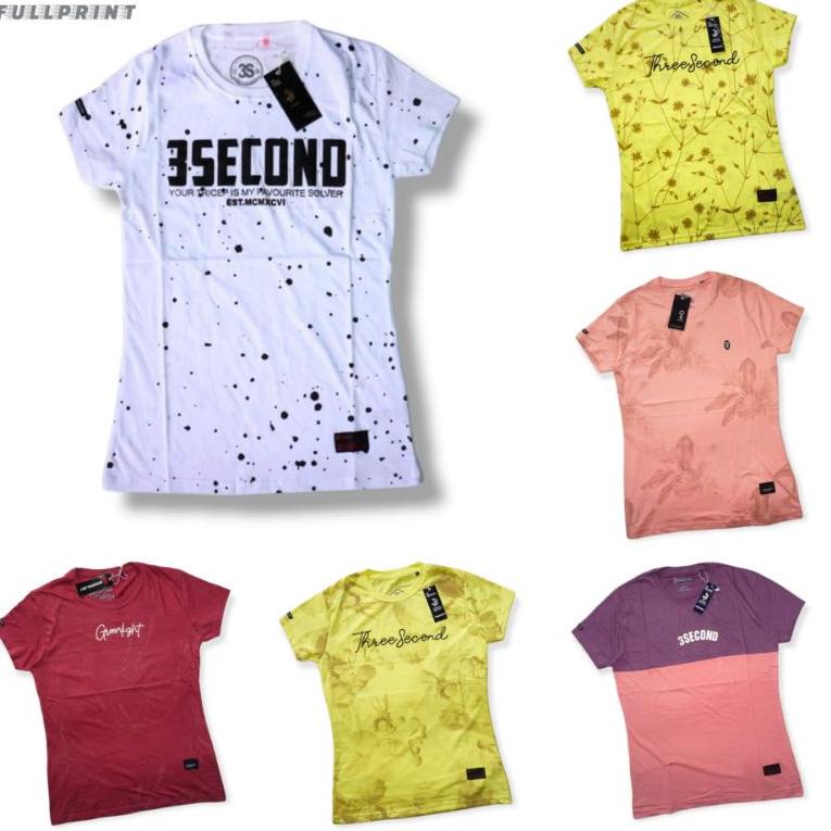 KAOS THREE SECOND CEWEK / KAOS 3SECOND CEWEK / KAOS WANITA / KAOS CEWEK LENGAN PENDEK / KAOS OBLONG 