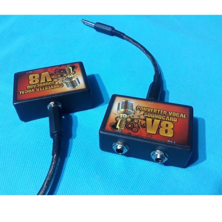 Chekout Converter Vocal Soundcard V8, Untuk Menambah 2 Input Mic Dimamic